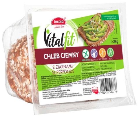 Incola Gluten Free - Vitalfit Superfood Bruinbrood Gesneden 200 gram